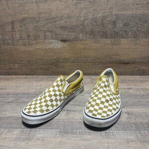 Vans Off The Wall Yellow/White Checkerboard Slip On Sneakers Women's Size 12/10m